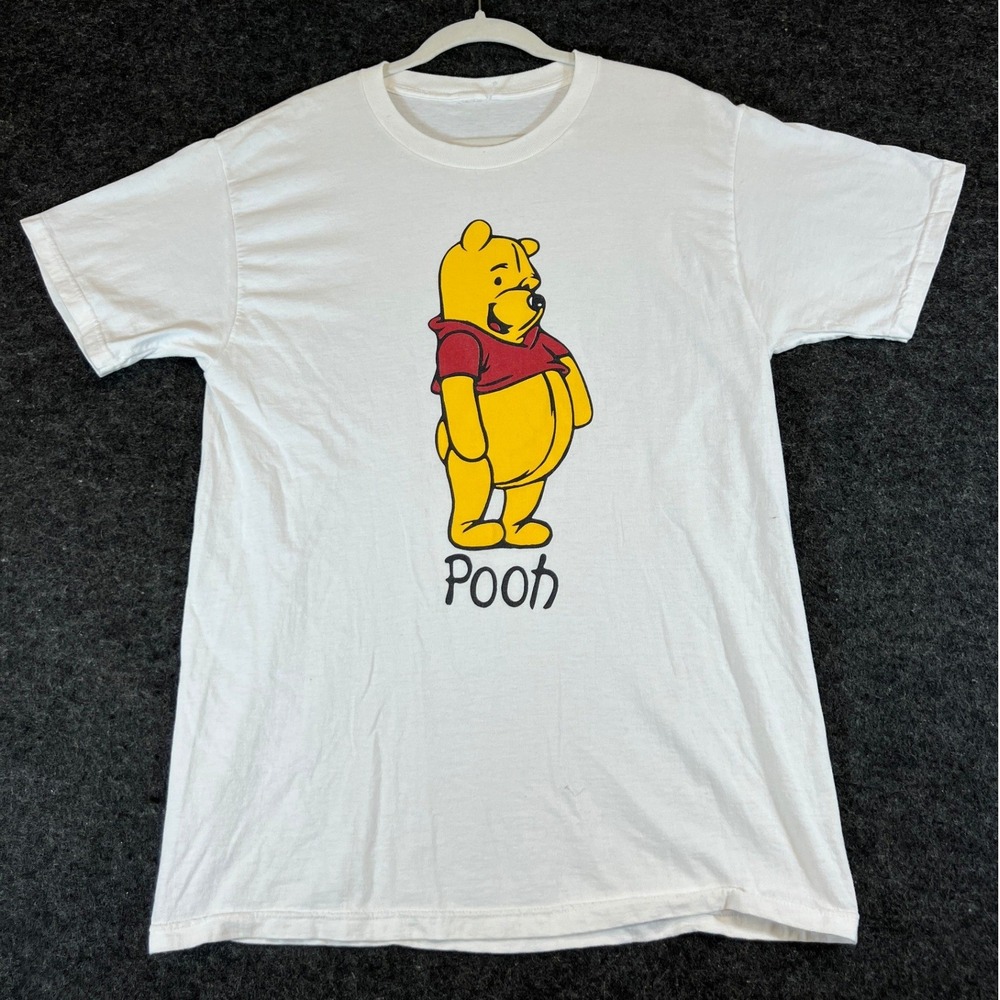 Disney Winnie The Pooh Shirt Mens Large White Cartoon Graphic Tee Basic Tee